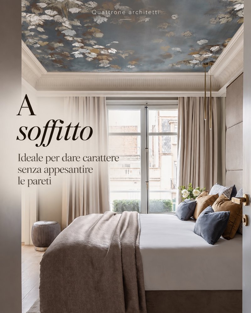 Carta da parati a soffitto: idee per decorare la camera da letto